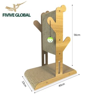 Wooden cactus-shaped scratcher (40×22×56 cm)