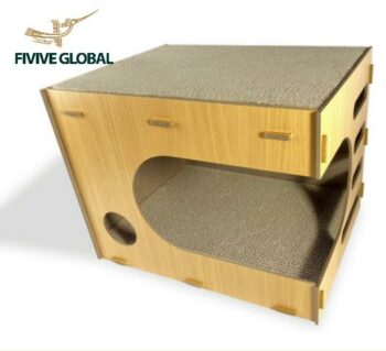 Wooden cat house with bed (42×32×32 cm)