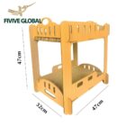 Two-level wooden cat bed (47×47×32 cm)