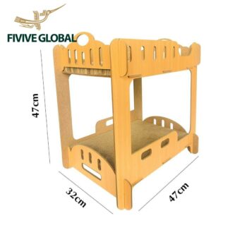 Two-level wooden cat bed (47×47×32 cm)