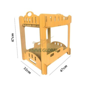 Two-level wooden cat bed (47×47×32 cm)