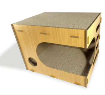 Wooden cat house with bed (42×32×32 cm)